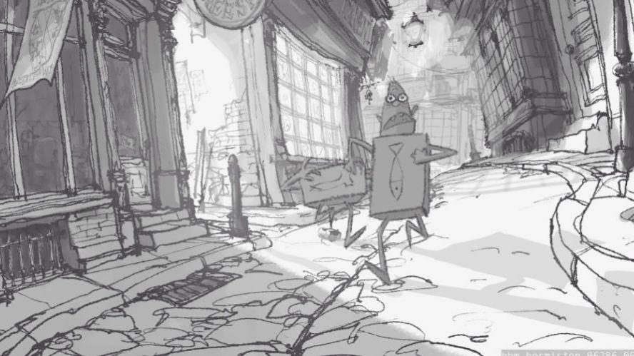 A storyboard from the stop-motion film Boxtrolls showcasing Foundry's Flix