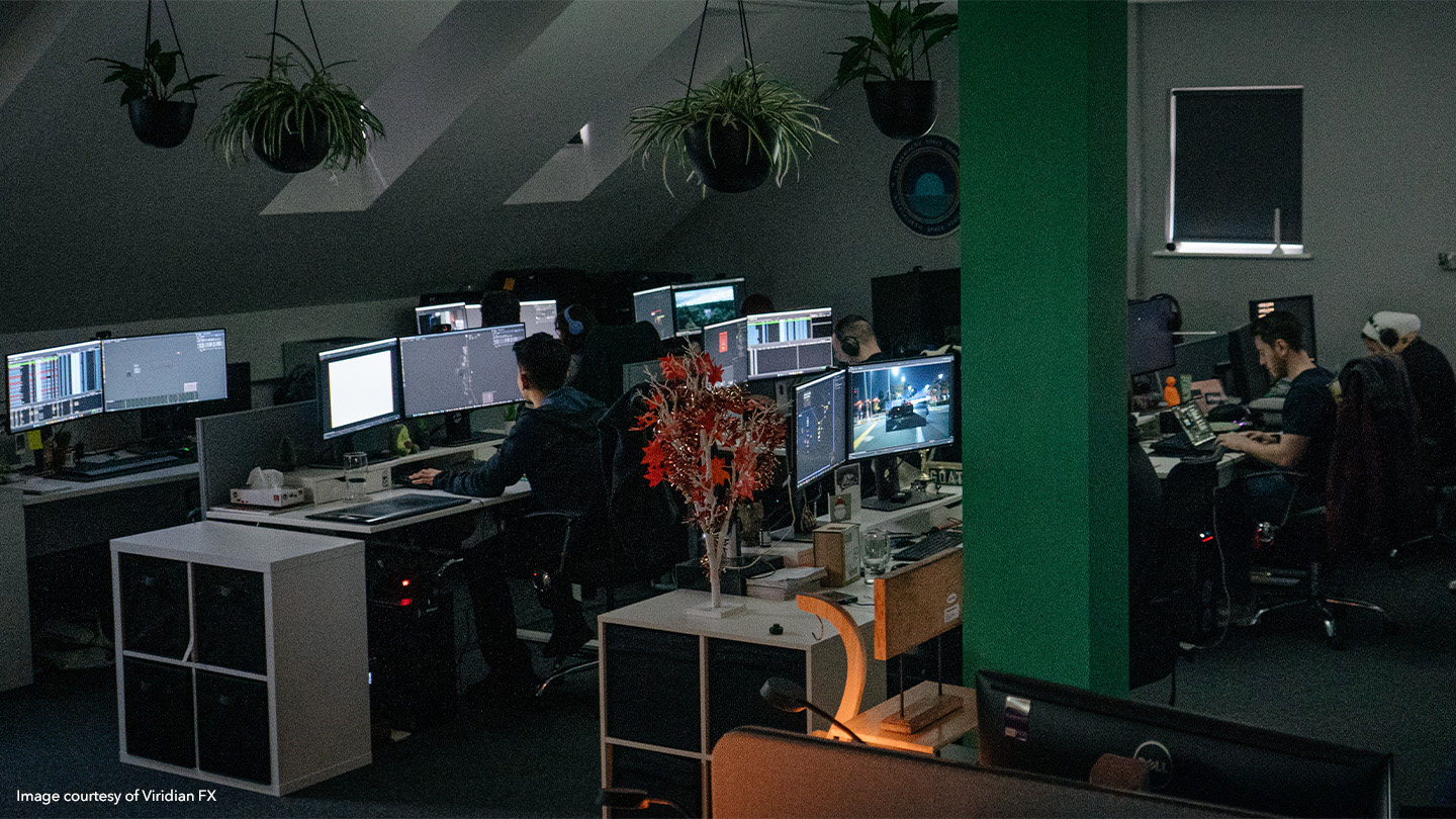 Inside the Viridian FX studio showing the team at work